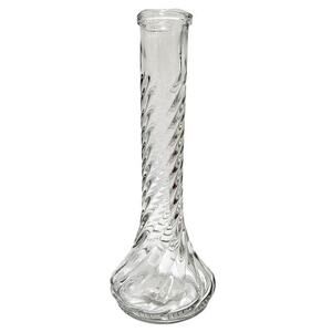 burton+BURTON Clear Swirled Pressed Glass Single Bud Vase With Scalloped Lip New